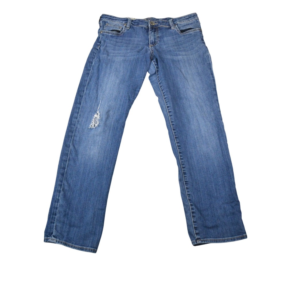 Kut from the Kloth Catherine Boyfriend Jeans Womens 10 Blue Good Distressed